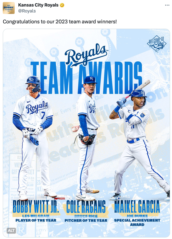 My ballot for the Royals 2023 player awards