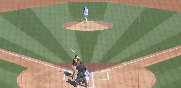 Ryan Bergert delivers a pitch against the San Diego Padres.