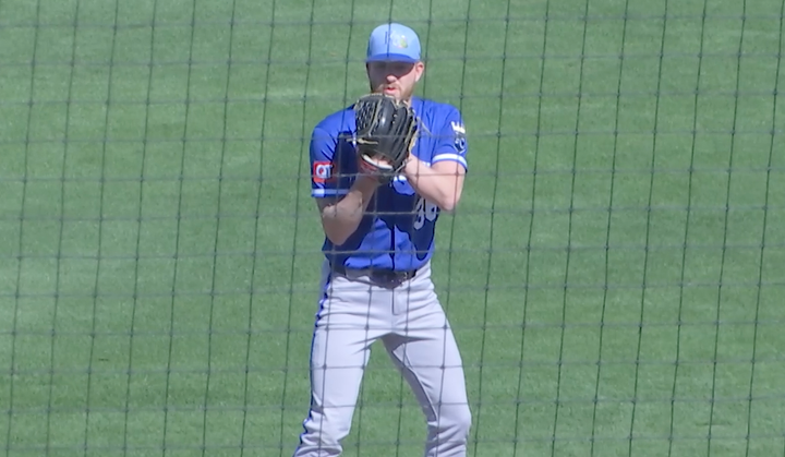 Bailey Falter warms up.